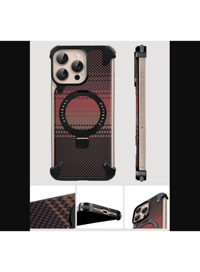 OATSBASF iPhone 15 Pro Max Case, Slim Shockproof Aramid Fiber Case, Magsafe Compatible, Sleek and Minimalist Aluminum Metal Design with Built-in Kickstand | WIDGETS MATRIX - Image 2