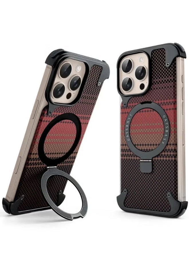 OATSBASF iPhone 15 Pro Max Case, Slim Shockproof Aramid Fiber Case, Magsafe Compatible, Sleek and Minimalist Aluminum Metal Design with Built-in Kickstand | WIDGETS MATRIX - Image 1