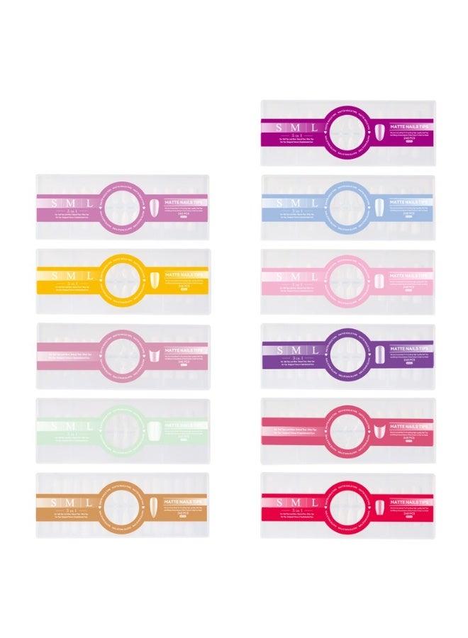 أطراف أظافر جديدة قابلة للارتداء، 240 قطعة في صندوق، أطراف أظافر قابلة للارتداء قصيرة بيضاوية الشكل، بدون أثر وخالية من النحت - Image 3