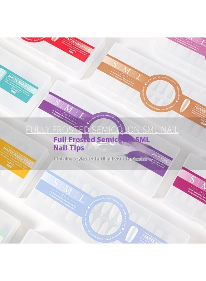 أطراف أظافر جديدة قابلة للارتداء، 240 قطعة في صندوق، أطراف أظافر قابلة للارتداء قصيرة بيضاوية الشكل، بدون أثر وخالية من النحت - Image 4