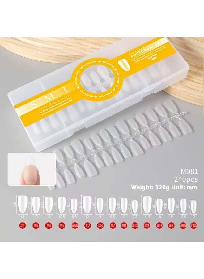 أطراف أظافر جديدة قابلة للارتداء، 240 قطعة في صندوق، أطراف أظافر قابلة للارتداء قصيرة بيضاوية الشكل، بدون أثر وخالية من النحت - Image 1