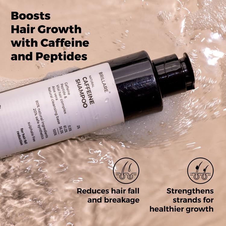 Brillare Caffeine Anti Hair Fall Shampoo | Boost Hair Growth with Caffeine & Peptides for Men & Women - Image 3