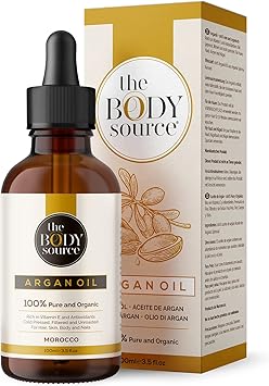 The Body Source 100 Organic Argan Oil 100ml Cold Pressed Ethically Sourced Bottled in Morocco For Healthy Hair Skin Nails - Image 1