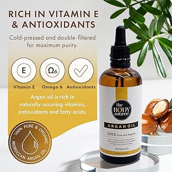 The Body Source 100 Organic Argan Oil 100ml Cold Pressed Ethically Sourced Bottled in Morocco For Healthy Hair Skin Nails - Image 5