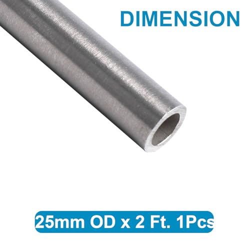 Vigorous 25mm OD x 2 Ft. 304 Stainless Steel Tube, Seamless Stainless Steel Tubing, Round Metal Pipe for DIY Crafts, Industry, Furniture, Frames, 3mm Wall Thickness (1 Pcs) - Image 3