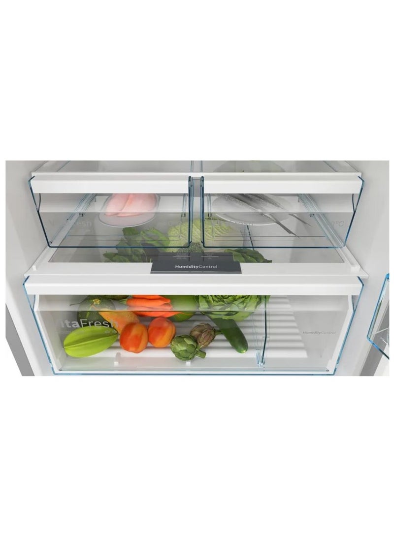 BOSCH 581L Gross 542L Net Capacity Series 4 Top‑Freezer Fridge‑Freezer, NoFrost, Anti‑Fingerprint Steel 330 W KDN76XIE1M silver - Image 5