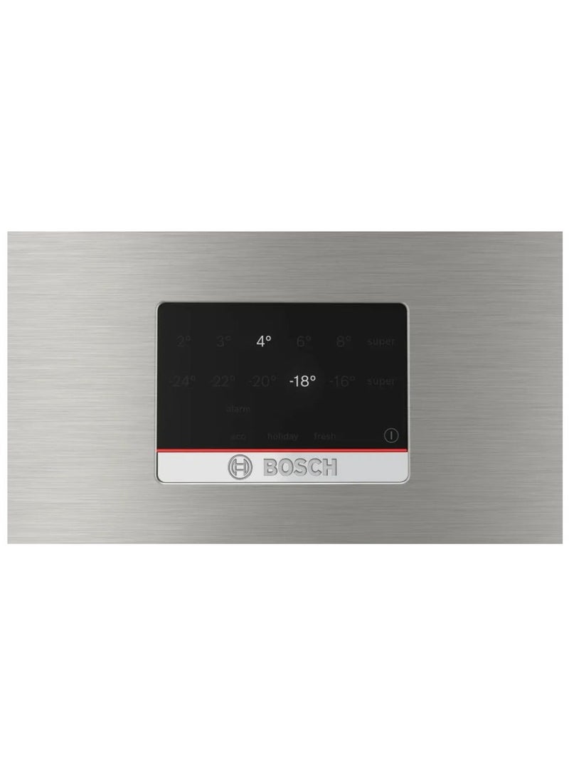 BOSCH 581L Gross 542L Net Capacity Series 4 Top‑Freezer Fridge‑Freezer, NoFrost, Anti‑Fingerprint Steel 330 W KDN76XIE1M silver - Image 3