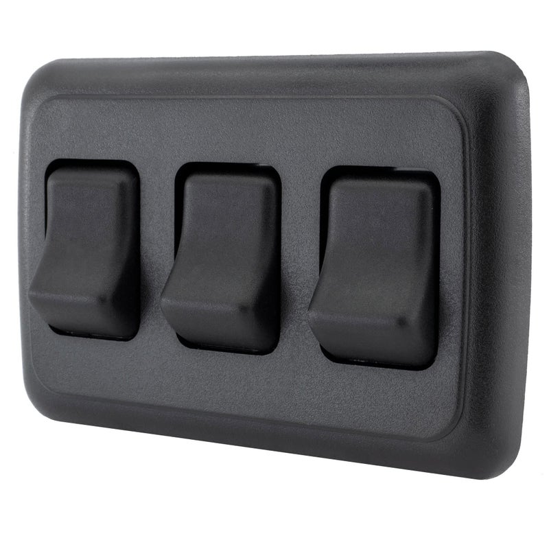 American Technology Components Triple SPST On-Off Switch with Bezel, 12-Volt, for RV, Trailer, Camper (Black) - Image 1