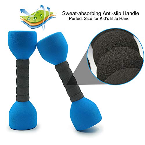 Aoneky Foam Covered Weights for Kids, Recommended for Boys Girls Aged 3 to 6 Years Old, Children Safe Exercise Toy Dumbbell, 2 lbs - Image 2