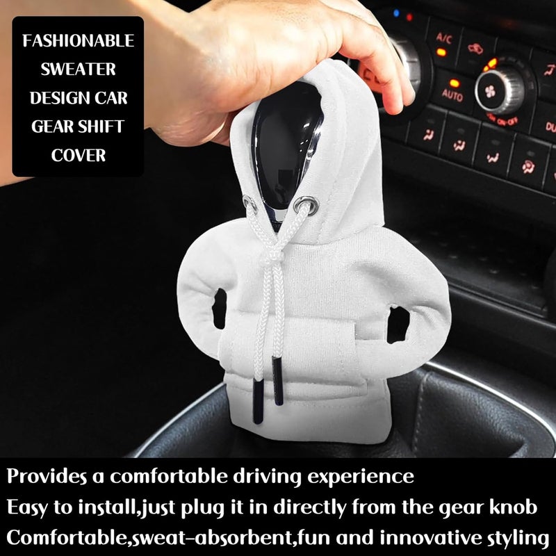vvag Gear Shift Hoodie, Hoodie Car Gear Shift Cover, Car Shift Knob Hoodie, Automotive Interior Accessories, Universal Fit Knob Cover Gift (White) - Image 5
