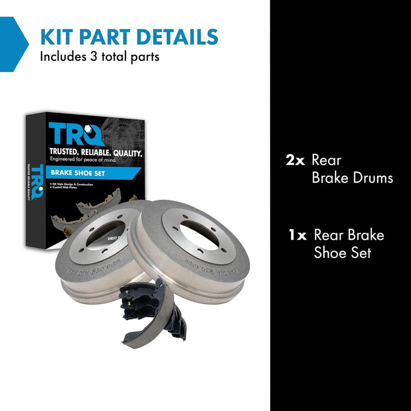 TRQ Rear Brake Drum & Shoe Kit Compatible with Dodge Chrysler Eagle Mitsubishi - Image 2