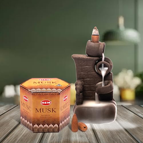 HEM Musk Backflow Brown Incense Cones | Long Lasting Aroma for Positivity & Pure Air | Wood Powder | Aromatherapy for Stress Relief, Air Purifier & Cleansing | Gift Set - Pack of 40 Cones - Image 4