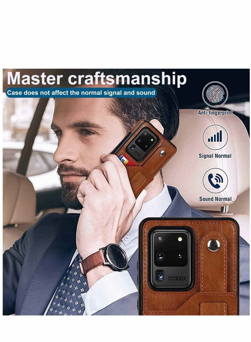 Captaintech Case for Note 20 Ultra Wallet Case，Excefore with Adjustable Wrist Strap Kickstand PU Leather Credit Card Holder Hybrid Protective Cover Galaxy 5G 6.9" (Brown) - Image 2