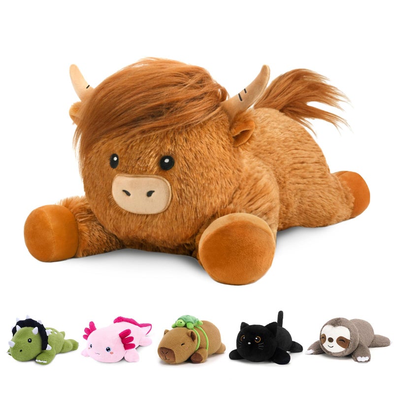 SQEQE Weighted Stuffed Animals Highland Cow Weighted Highland Cow Plush Plushies for Comforting Hugs Soft Highland Cattle Pillow Toy for Kids Adults Christmas Valentines Gift 236 Inch 39 Lbs - Image 3
