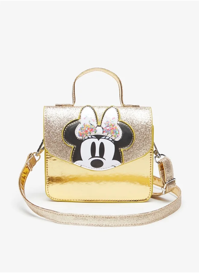 ديزني Girls Minnie Mouse Applique Crossbody Bag with Detachable Strap