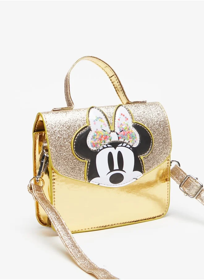 ديزني Girls Minnie Mouse Applique Crossbody Bag with Detachable Strap