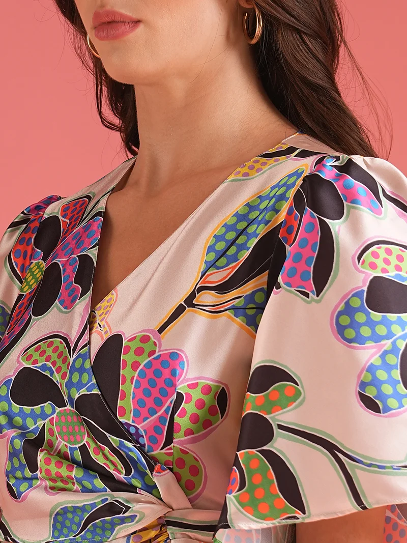 globus Women Floral Print Wrap Mini Dress