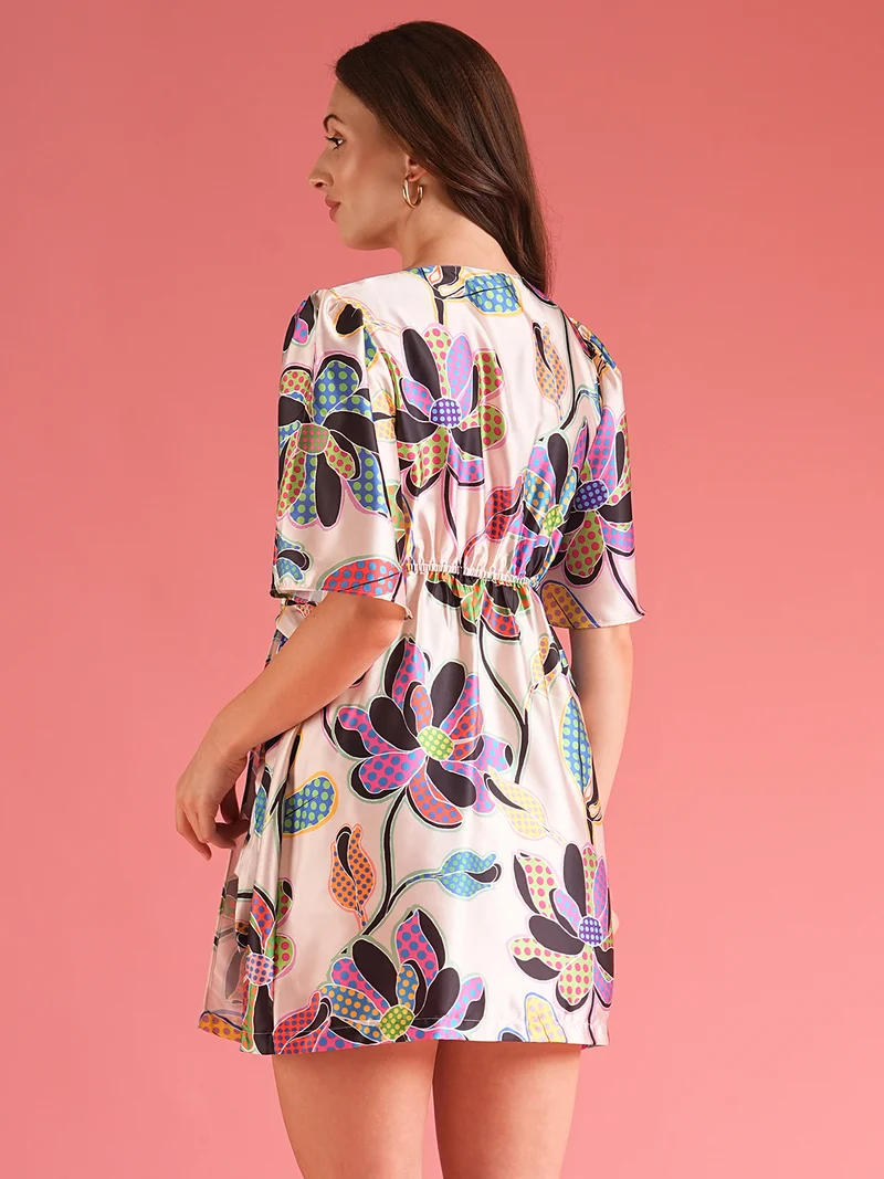 globus Women Floral Print Wrap Mini Dress