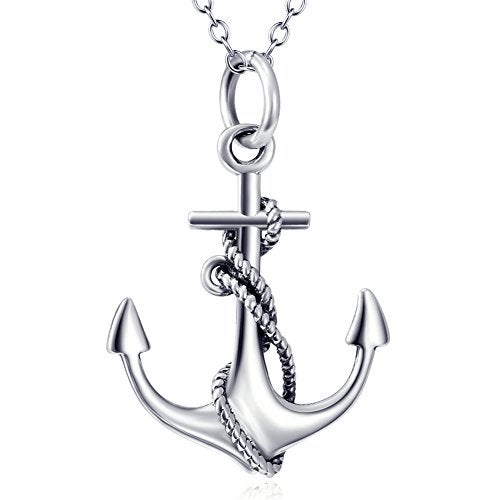 LUHE Anchor Necklace Sterling Silver Anchor Schmuck Sailor Necklace for Women - Image 1