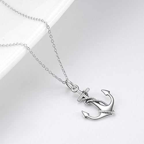 LUHE Anchor Necklace Sterling Silver Anchor Schmuck Sailor Necklace for Women - Image 3