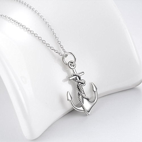 LUHE Anchor Necklace Sterling Silver Anchor Schmuck Sailor Necklace for Women - Image 2