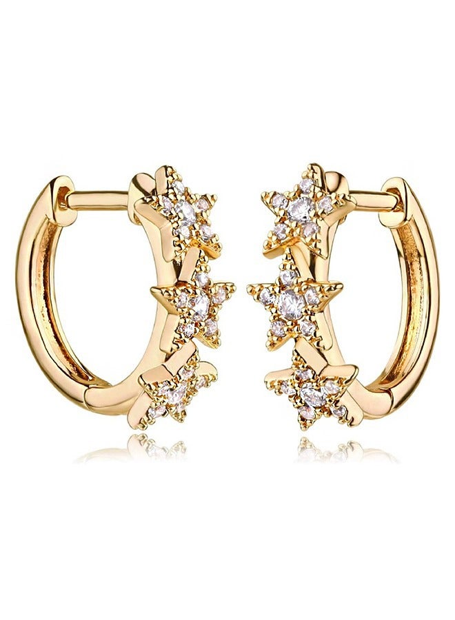 Beyond Zircon Star Earrings, Anti Fading Hypoallergenic Hoop Earrings Gold Earrings, Ear Studs Fashion Jewelry Gift (Golden) - Image 1