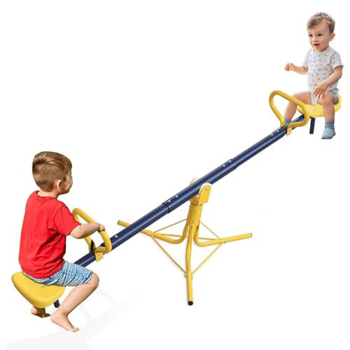 Feblomst Teeter Totter Seesaw for Kids Outdoor Play Toys See Saw for Toddlers Ages 37 Heavy Duty 360 Spin Triangle Base Safe Round Handle Child Size Indoor Playground Equipment Christmas Birthday Gift - Image 1