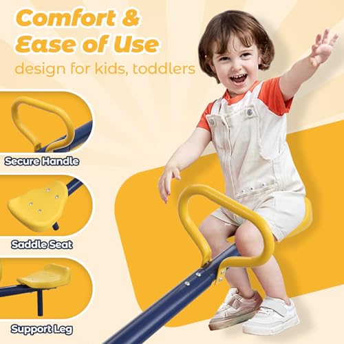 Feblomst Teeter Totter Seesaw for Kids Outdoor Play Toys See Saw for Toddlers Ages 37 Heavy Duty 360 Spin Triangle Base Safe Round Handle Child Size Indoor Playground Equipment Christmas Birthday Gift - Image 5