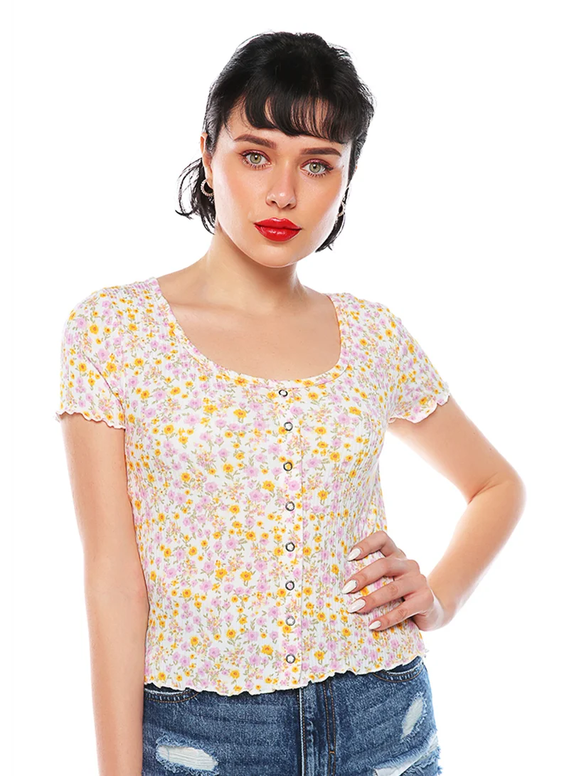 London Rag Ivory Ditsy Print Summer Top