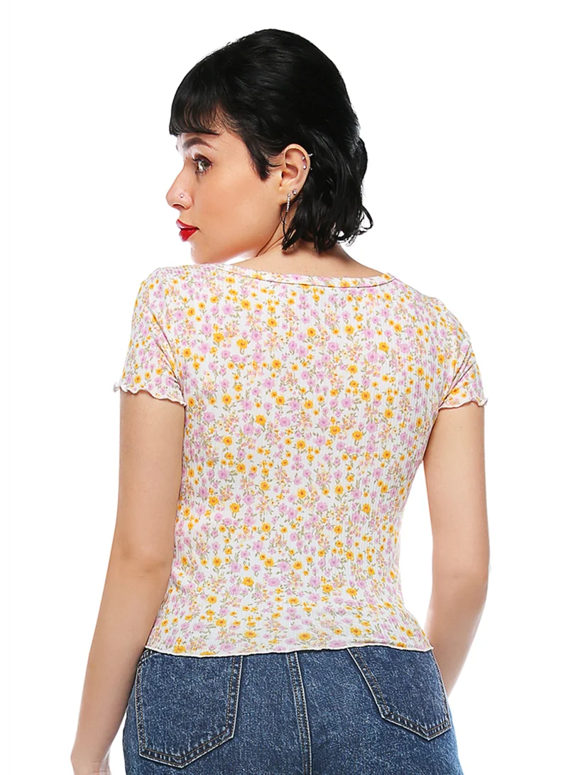 London Rag Ivory Ditsy Print Summer Top