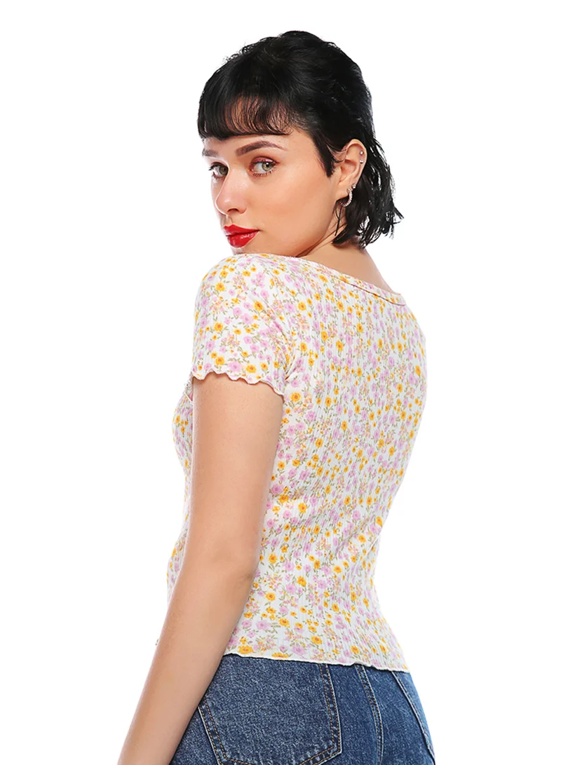London Rag Ivory Ditsy Print Summer Top