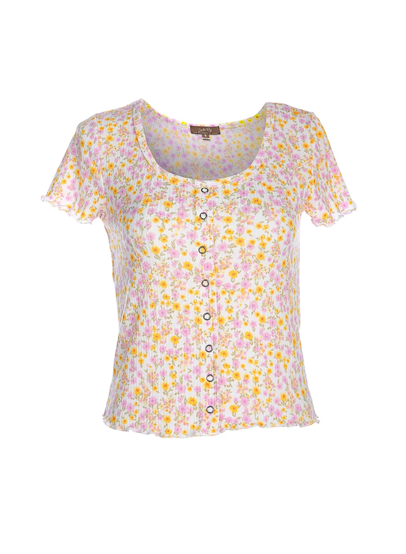 London Rag Ivory Ditsy Print Summer Top