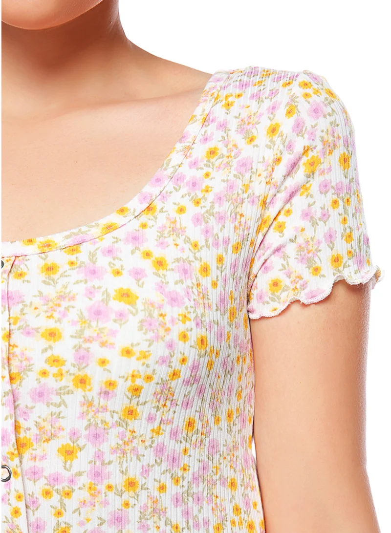 London Rag Ivory Ditsy Print Summer Top