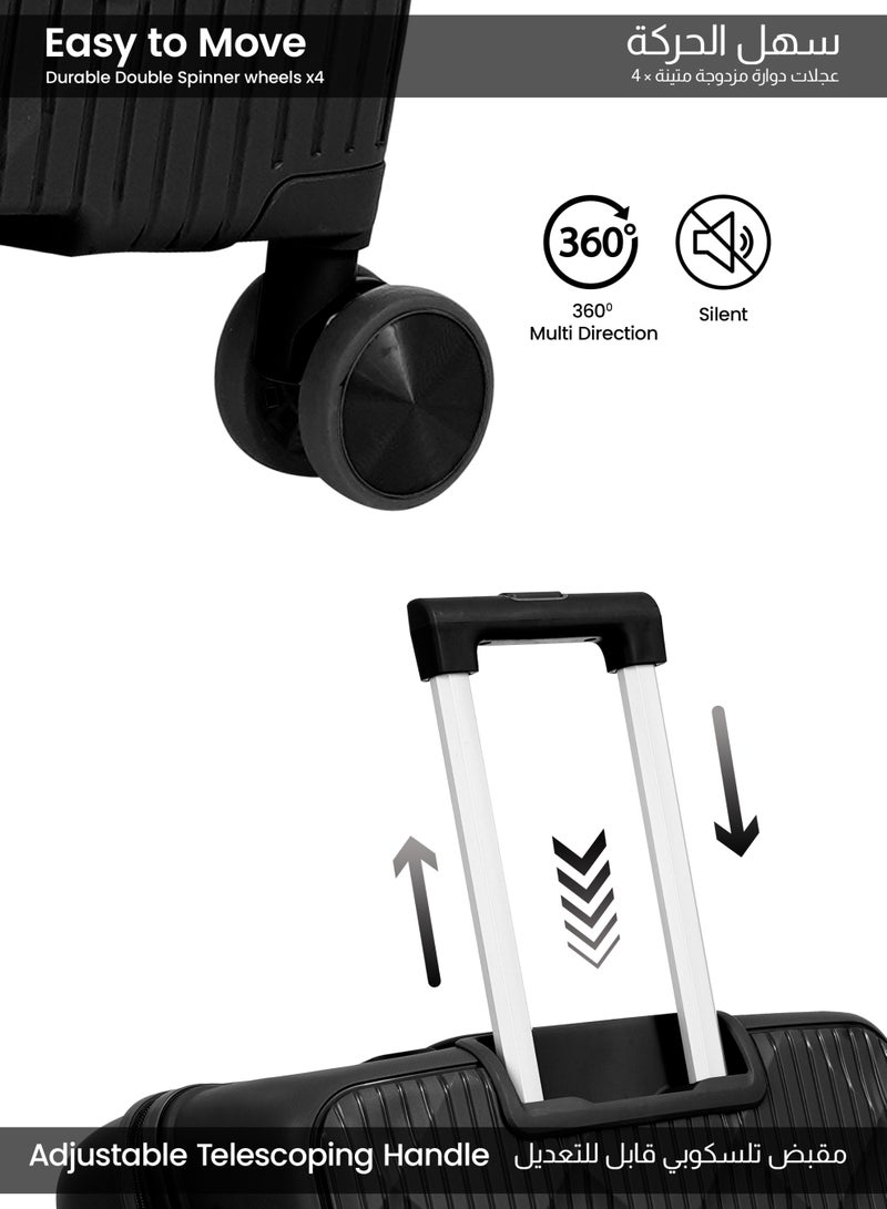 بارا جون مجموعة حقائب السفر Parajohn CarryX – قطعتان | صغيرة 10 كجم وكبيرة 30 كجم من البولي بروبيلين | حقيبة ترولي صلبة بعجلات 8 - Image 3