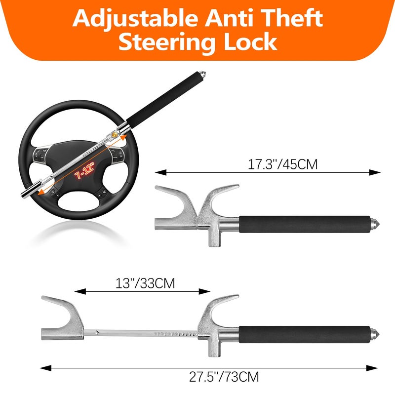 Generic MONOJOY Steering Wheel Lock, Anti-Theft Car Security Device, Heavy Duty Vehicle Protection Immobiliser, Adjustable Double Hook Combination with 3 Keys, Universal Fit for BMW, SUV, Vans Accessories  - Image 2