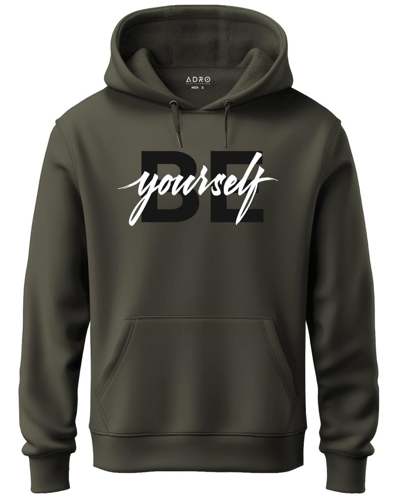 ADRO Men's Cotton Neck Hooded Sweatshirt (H21-M-BYO-OL_Olive_S) - Image 1