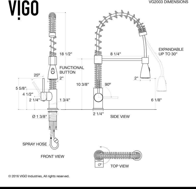 VIGO Brant 19 H Single Handle PullDown Sprayer Kitchen Faucet Set with Soap Dispenser in Stainless SteelVG02003STK2 - Image 3