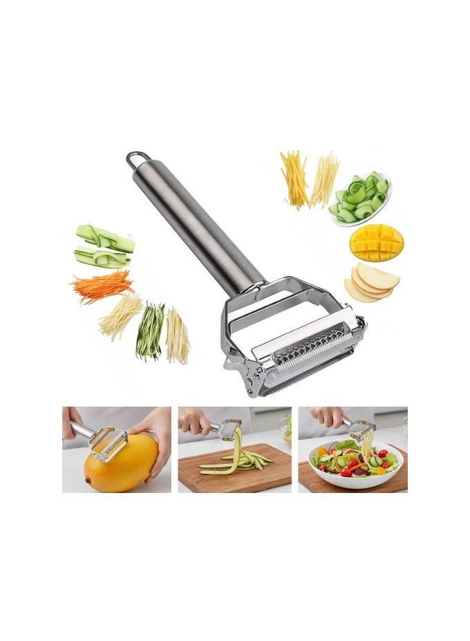 AMM Professional Stainless Steel Julienne Peeler & Vegetable Slicer – Dual Sharp Blades for Effortless Peeling and Shredding – Perfect for Carrots, Potatoes, Cucumbers, Zucchini & Fruits – Premium Kitchen Tool - Image 1