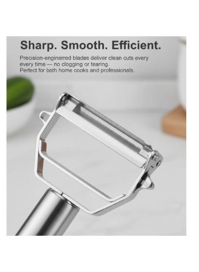 AMM Professional Stainless Steel Julienne Peeler & Vegetable Slicer – Dual Sharp Blades for Effortless Peeling and Shredding – Perfect for Carrots, Potatoes, Cucumbers, Zucchini & Fruits – Premium Kitchen Tool - Image 4