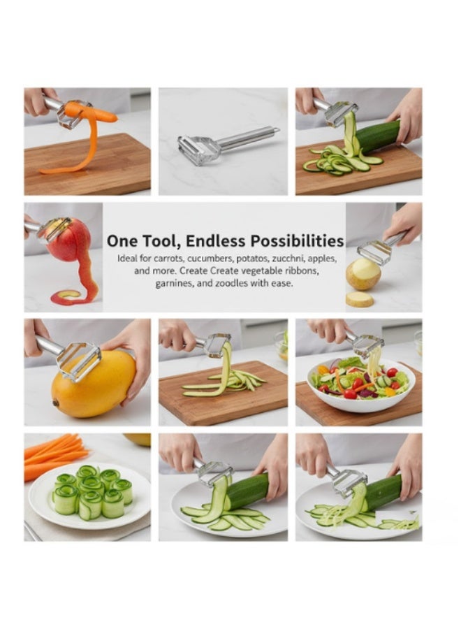 AMM Professional Stainless Steel Julienne Peeler & Vegetable Slicer – Dual Sharp Blades for Effortless Peeling and Shredding – Perfect for Carrots, Potatoes, Cucumbers, Zucchini & Fruits – Premium Kitchen Tool - Image 5