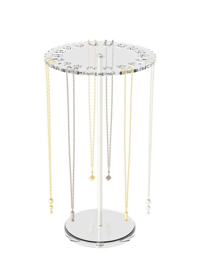 Adugay Necklace Organizer Holder,Jewelry Rotating Organizer Stand For The Girl's Room,Small Necklace Display Hanger Rack,Necklace Storage Hanging Tree (silvery) - Image 1