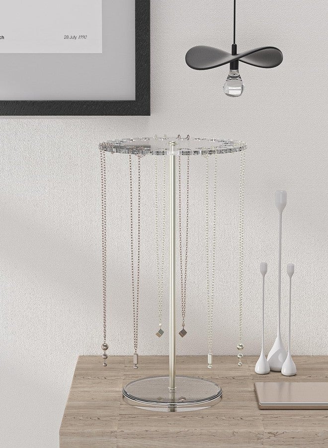 Adugay Necklace Organizer Holder,Jewelry Rotating Organizer Stand For The Girl's Room,Small Necklace Display Hanger Rack,Necklace Storage Hanging Tree (silvery) - Image 2