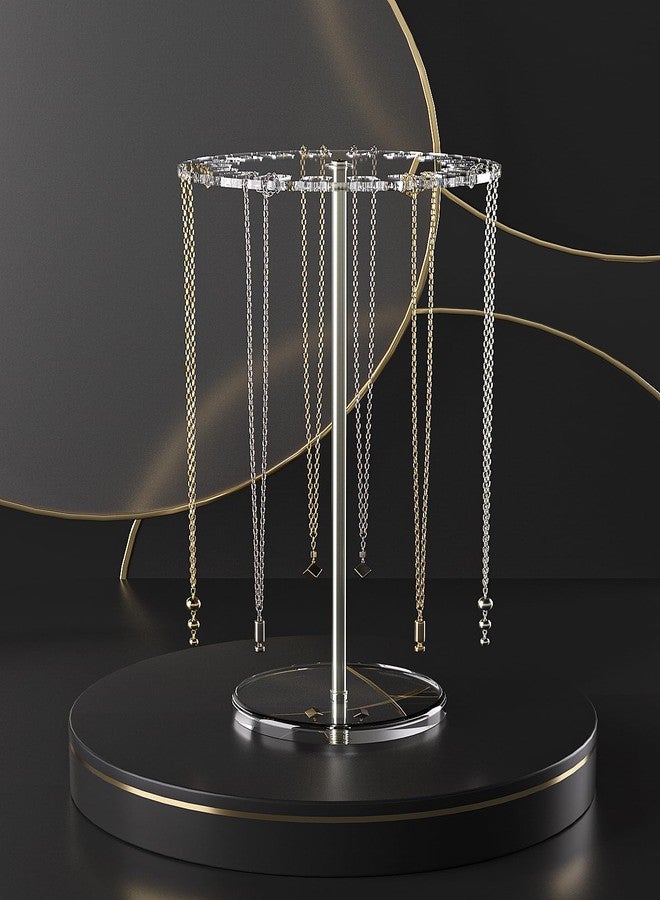 Adugay Necklace Organizer Holder,Jewelry Rotating Organizer Stand For The Girl's Room,Small Necklace Display Hanger Rack,Necklace Storage Hanging Tree (silvery) - Image 4