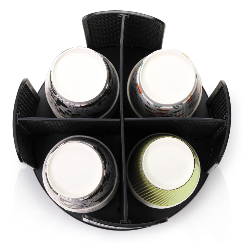 Eorbow 2 Pack Coffee Cup Dispenser, Rotatable 4 Compartment Cup and Lid Holder, Plastic Paper Cup Storage Organizer for Office Restaurant Breakroom Coffee Station Bar Buffet Kitchen Countertop - Image 4
