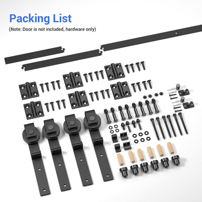 CCJH 72" Bi-Folding Sliding Barn Door Hardware Kit for 4 Doors,Slide Smoothly Quietly,Black Track J Shape Roller,No Door - Image 5