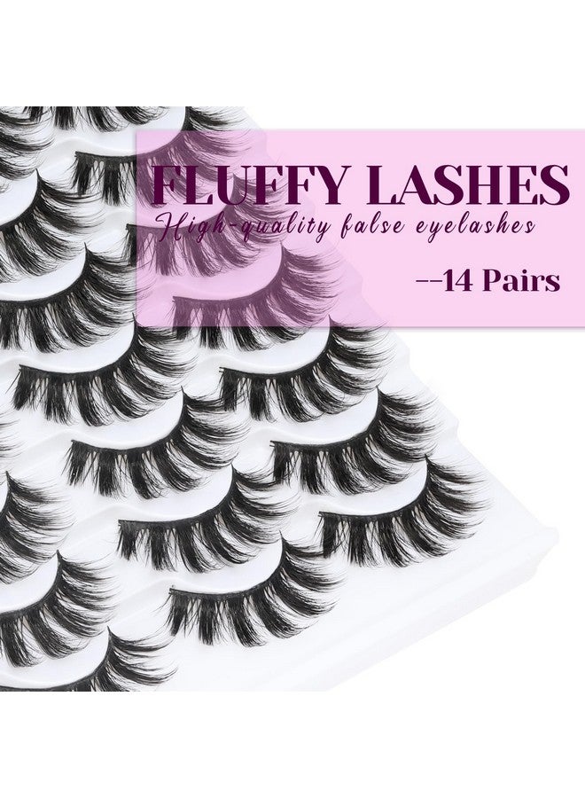 Losha Eyelashes Natural Look Faux Mink Lashes Pack Handmade Fluffy False Eyelashes 14 Pairs Eye Lashes (3D07) - Image 1