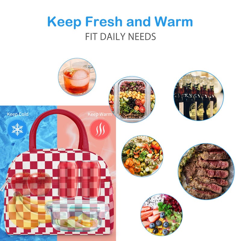 DALINDA Corduroy Lunch Bag Lunch Box for Women Men,Cute Insulated LunchBags,Water-Resistant Cooler Lunch Tote Bag, Reusable LunchBox Large Capacity for Work Travel Picnic - Image 4