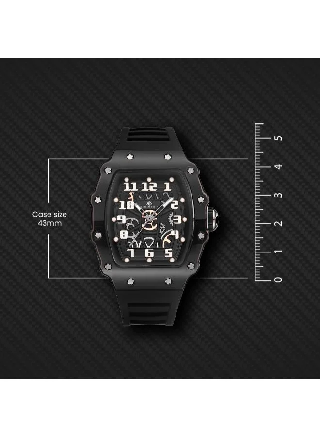 KENNETH SCOTT Men's Silicone Analog Watch K25009-BSBB - 43 mm