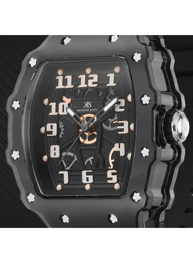 KENNETH SCOTT Men's Silicone Analog Watch K25009-BSBB - 43 mm