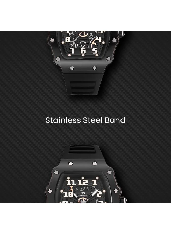 KENNETH SCOTT Men's Silicone Analog Watch K25009-BSBB - 43 mm